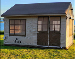 Camping Tent, Inflatable Tent, Portable and Waterproof, 5 Large Mesh Windows, Easy Up, Ventilation, Open Skylight, Outdoor Tents for 4-8 Person, for Family Hiking, Camping, Instant Tents(Khaki, Big)