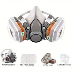1 Set Upgraded Reusable Respirator Kit Half Face Cover Gas Mask  10 Filter Cotton