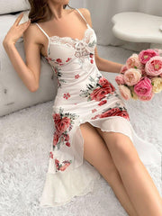 Floral Lace Trim Nightdress Womens Lingerie