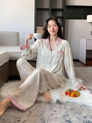 Comfortable Pajama Set Contrast Color Womens Lingerie