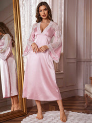 ثوب نوم طويل من الدانتيل للنساء