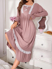 Lace Bowknot Nightgown In Contrast Colors Lingerie