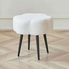 Cloud Pattern Ottoman Stool Faux Lamb Wool Makeup Vanity Stool