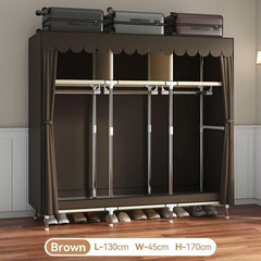 Sturdy Closet Organizer Steel Frame Large Capacity 6 Shelves 3 Hanging Rods