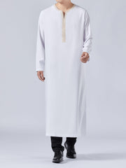 قفطان عربي رجالي، رداء إسلامي، ملابس حج للرجال، ملابس إسلامية، ملابس رمضانية عربية سعودية بأكمام طويلة