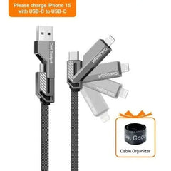 كابل USB-C من النايلون 6 في 1 للشحن السريع بقوة 60 وات مع شاحن Apple Watch EL016