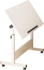 مكتب لابتوب محمول لجانب السرير بارتفاع قابل للتعديل مع 4 عجلات، طاولة جانبية قابلة للطي متعددة الوظائف للاريكة وغرفة النوم وغرفة المعيشة والمكتب وسرير المستشفى 60×40 سم، ابيض