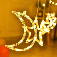 SCIENISH Led String Lights Stars Shaped And Moon Curtain Decorative Lights Holiday Decoration Ramadan Gift