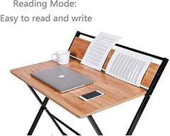 مكتب قابل للطي يناسب المساحات الصغيرة من تي جي هوم، مكتب كمبيوتر من مستويين مزوَّد برف مكتب منزلي صغير مع أرجل معدنية، لا يحتاج إلى تجميع، يتوافر بلون قهوة الإسبريسو