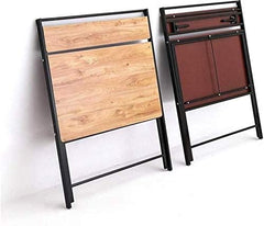 مكتب قابل للطي يناسب المساحات الصغيرة من تي جي هوم، مكتب كمبيوتر من مستويين مزوَّد برف مكتب منزلي صغير مع أرجل معدنية، لا يحتاج إلى تجميع، يتوافر بلون قهوة الإسبريسو