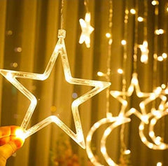 SCIENISH Led String Lights Stars Shaped And Moon Curtain Decorative Lights Holiday Decoration Ramadan Gift