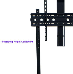 NEW Tall Mobile Floor TV Mount Stand Height Adjustable with Lockable Casters and 2 Tier AV Shelves for Extra Large Flat Panel LED LCD Plasma Screen up to 75 inch VESA 600x400 Load 70KG (Black)