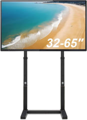 NEW Tall Mobile Floor TV Mount Stand Height Adjustable with Lockable Casters and 2 Tier AV Shelves for Extra Large Flat Panel LED LCD Plasma Screen up to 75 inch VESA 600x400 Load 70KG (Black)