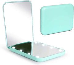 فونيتو مراة صغيرة الحجم، مراة مكبرة مع ضوء، مراة قابلة للطي بمفتاح مغناطيسي مزدوج الجانبين، مراة مكياج صغيرة للسفر، مراة جيب لحقيبة اليد، محفظة، هدايا للبنات