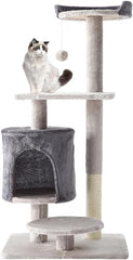 indoor cat tree with sisal covered catch posts and plush catch balls