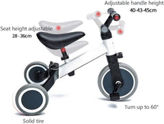 ام انا دراجة ثلاثية العجلات 3 في 1 للاطفال بعمر 1-6 سنوات، دراجة ثلاثية العجلات للاولاد والبنات، دراجة ثلاثية العجلات للاطفال الصغار (ابيض)