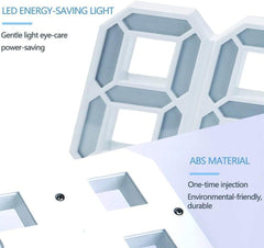 3D Wall Led Alarm Digital Clock White Number Time Clock with Automatic Brightness Adjustable, 12/24 Hr Time/Date Temperature Display, Electric Nightlight Alarm Clock for Modern Home Decoration