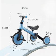 دراجة ثلاثية للأطفال 3 في 1 من كيوي كول للاطفال من عمر 1.5 الى 4 سنوات مزودة بـ 3 عجلات للاولاد والفتيات الصغار (باللون الزهري)