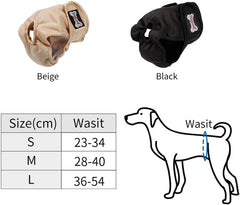 Washable Female Dog Diapers, Reusable Highly Absorbent Girl Heat Diaper Small Medium Large Wrap Durable Hygienic Pants Dog Tail Cover (Black, S:23-34 cm Waist)