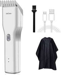 انشين ماكينة حلاقة كهربائية للرجال، ماكينة حلاقة رأس لاسلكية قابلة للشحن بدون استخدام USB كبيرة وقفل قص الشعر طوال الوقت من 0.7 إلى 21 ملم للاستخدام العائلي (كيبل USB متضمن) (ابيض)