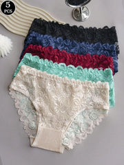 5قطعات سروال داخلي بتريمة من الدانتيل - Nimall