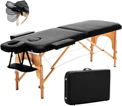 Chulovs Massage Table Bed Beauty 2-Section Portable Deluxe Lightweight Professional Foldable Couch 60 cm-Wide 13KG with Dual-Layer Wooden Legs for Therapeutic Tattoo Salon SPA Facial Treatment (White)