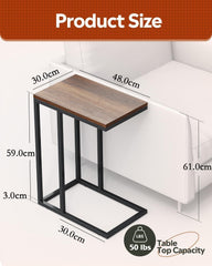 Side Table, C Shaped End Table for Couch, Sofa and Bed, Large Desktop C Table for Living Room, Bedroom, Bedside