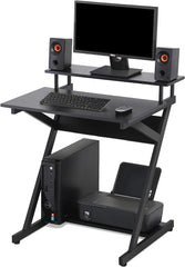 Computer Mobile Workstation Desk Table with Monitor Shelf Study Writing Desk for Small Spaces Black