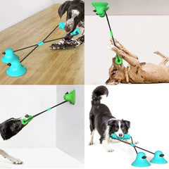 Dog Suction Cup Toy,Dog Chew Toy with 2 Suction Cups,Interactive Tug of War Dog Toy,Indestructible Chew Rope Toys for Small Medium Large Dogs(blue)