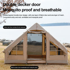 Inflatable Camping Tents with Pump, Large Family Tent, Easy Setup 4 Season Waterproof Outdoor Blow Up Glamping Tent with Mesh Windows, 4 Person Tents for Camping,Outdoor