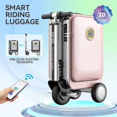 Airwheel SE3S Smart Riding Luggage Electric Suitcase Scooter with Removable Battery (pink)