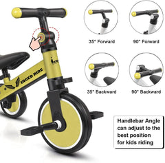 دراجة أطفال Trike 5 في 1 | دراجة أطفال مجففة ركوب للأطفال بعمر 2 و4 و5 سنوات | دراجة ثلاثية العجلات مثالية للأولاد والبنات | هدايا مجانية | تدريب التوازن (2-5 سنوات، أحمر)...(2-5 سنوات، أصفر)