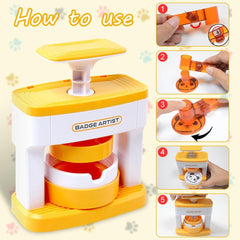 مجموعة صنع شارات للاطفال من لوتفيك، ماكينة صنع شارات 55 ملم مع 48 قطعة من اجزاء الازرار، ملصقات لطيفة، قاطع دائري، الة صنع ازرار للاطفال، صانع شارات ممتع يمكنك صنعه بنفسك لهدايا حفلات الاطفال