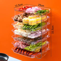 Kitchen Storage Rack,Kitchen Fruit and Vegetable Preparation Plate,Multi-Layer Fruit and Vegetable Sorting Tray,Self-adhesive Wall Mounted Kitchen Food Prep Tray