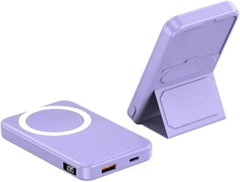 باور بانك لاسلكي مغناطيسي 5000 مللي امبير في الساعة 20 واط، شاحن محمول ومدخل USB نوع C وشاشة LED لسلسلة ايفون 15/14/13/12 | باور بانك سريع الشحن للجوال (ارجواني)