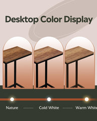 Side Table, C Shaped End Table for Couch, Sofa and Bed, Large Desktop C Table for Living Room, Bedroom, Bedside