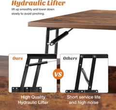 Chulovs Coffee Table, Lift Top Coffee Tables for Living Room, Office, Small Rising Wooden Dining Center Tables with Storage Shelf and Hidden Compartment (brown)