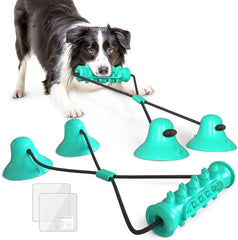 Dog Suction Cup Toy,Dog Chew Toy with 2 Suction Cups,Interactive Tug of War Dog Toy,Indestructible Chew Rope Toys for Small Medium Large Dogs(blue)
