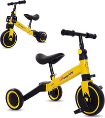 دايونغ دراجة ثلاثية العجلات للاطفال 3 في 1 مع 3 عجلات، دراجة ثلاثية العجلات للاطفال بعمر 1-4 سنوات، دراجة توازن مع دواسة قابلة للازالة للاولاد والبنات (اصفر)