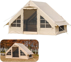 Inflatable Camping Tents with Pump, Large Family Tent, Easy Setup 4 Season Waterproof Outdoor Blow Up Glamping Tent with Mesh Windows, 4 Person Tents for Camping,Outdoor