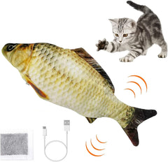 Electric Moving Fish Cat Toy, Floppy Fish Cat Toy,Interactive Cat Toys,Cat Toys for Indoor Cats,Realistic Plush Simulation Electric Wagging Fish,Catnip Kicker Toys (Yellow)