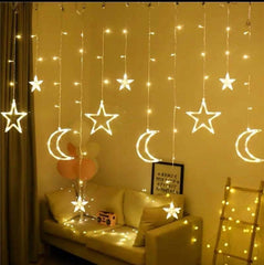 SCIENISH Led String Lights Stars Shaped And Moon Curtain Decorative Lights Holiday Decoration Ramadan Gift