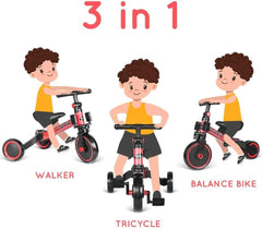 ام انا دراجة ثلاثية العجلات 3 في 1 للاطفال بعمر 1-6 سنوات، دراجة ثلاثية العجلات للاولاد والبنات، دراجة ثلاثية العجلات للاطفال الصغار (ابيض)