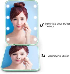 فونيتو مراة صغيرة الحجم، مراة مكبرة مع ضوء، مراة قابلة للطي بمفتاح مغناطيسي مزدوج الجانبين، مراة مكياج صغيرة للسفر، مراة جيب لحقيبة اليد، محفظة، هدايا للبنات