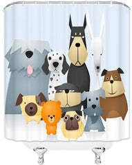 WZFashion Peekaboo Cute Dogs Shower Curtain Puppy Kids Pets Animals Funny Curious Cartoon Dogs Lover Dalmatian Colorful Bulldog Pug Poodle Polyester Fabric Bathroom Curtains Set with Hook