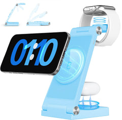 2025 Magnetic Wireless Mag-Safe Charging Station, 3 in 1 Fast Max Charging for iPhone 16 15 14 13 12 Pro Max Plus, Charger Stand for Apple Watch Series & Air pods 4 3 2 Pro, Gifts for Men