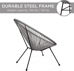 Gray PE Rattan Balcony Table & Chair Set 90 × 72 × 39 cm