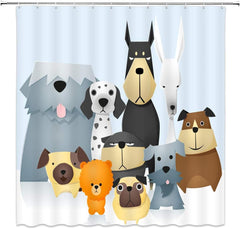 WZFashion Peekaboo Cute Dogs Shower Curtain Puppy Kids Pets Animals Funny Curious Cartoon Dogs Lover Dalmatian Colorful Bulldog Pug Poodle Polyester Fabric Bathroom Curtains Set with Hook