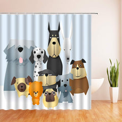 WZFashion Peekaboo Cute Dogs Shower Curtain Puppy Kids Pets Animals Funny Curious Cartoon Dogs Lover Dalmatian Colorful Bulldog Pug Poodle Polyester Fabric Bathroom Curtains Set with Hook