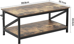Coffee Table with Storage Shelft and 2 Tier Storage Shelf, Wooden Furniture, Dining Table for Home Living Room, Office, Desktop with Storage Shelf Modern Design Home Furniture, 100x55cm